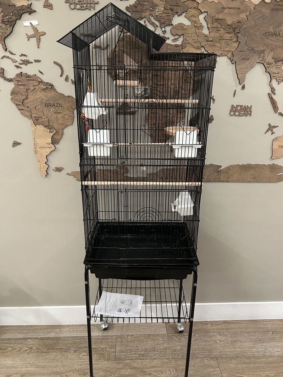 Bird Cage With Stand And Supplies