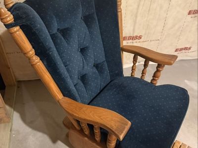 Blue Oak Glider Rocking Chair With Footstool