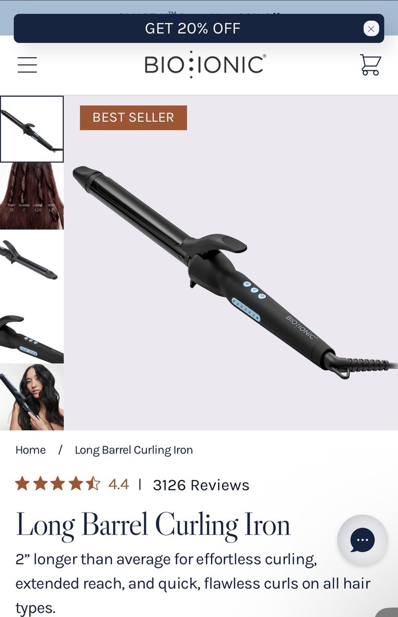 Bio Ionic Long Barrel Curling Iron - Professional Styling Tool