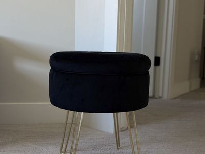 Black Contemporary Velvet Vanity Stool