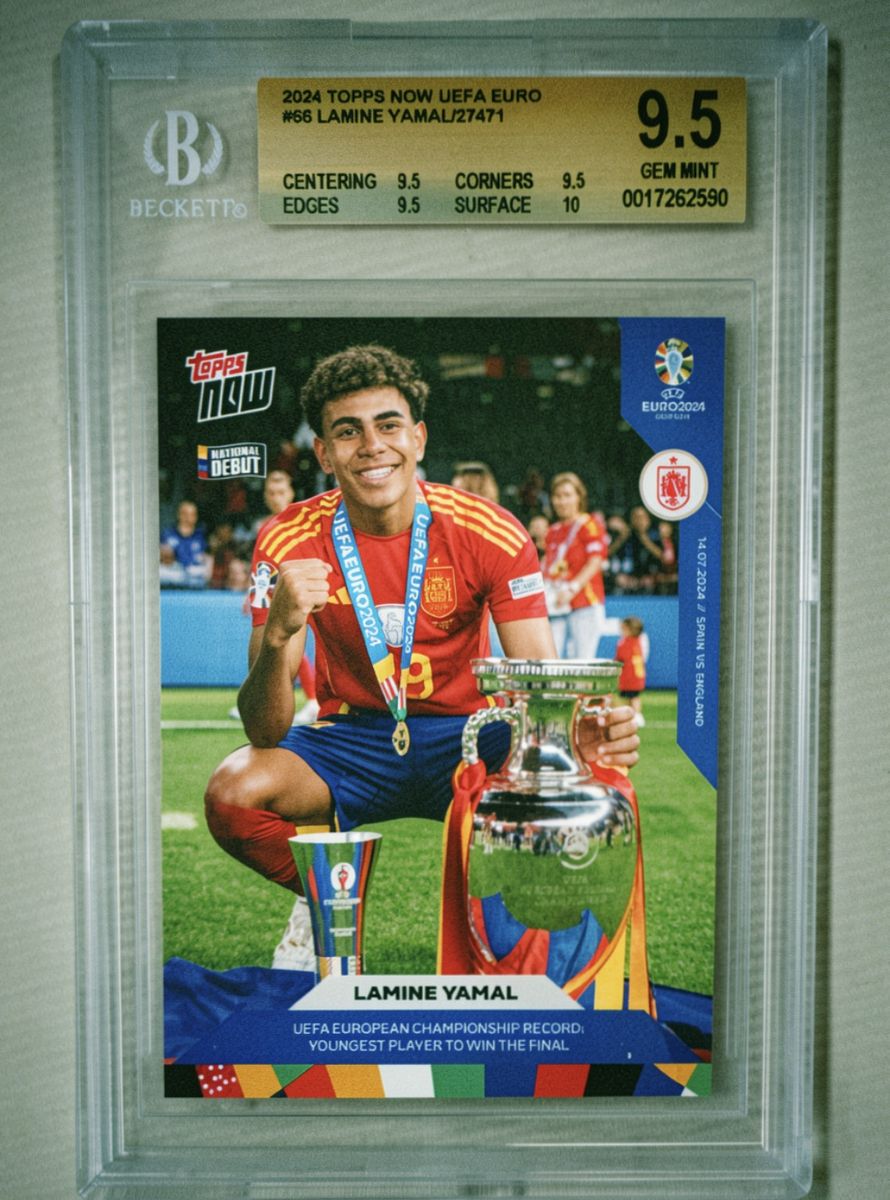 2024 Topps Now UEFA Euro #66 Lamine Yamal National Debut Beckett 9.5 Gem Mint Soccer Card
