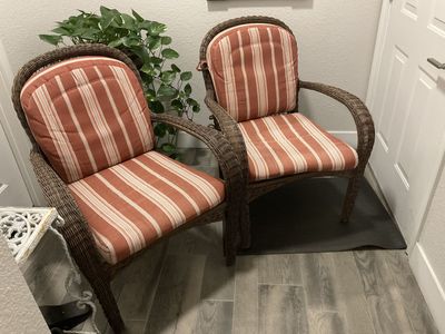 Two Patio Chairs Wicker Style