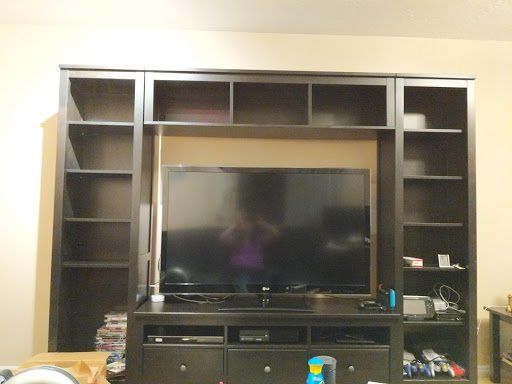 Ikea Hemnes Wood Entertainment Center Wall Unit with Storage Shelves