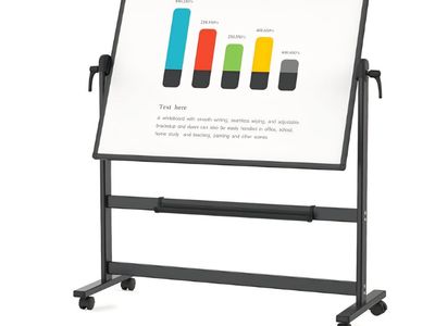 VIZ-PRO Double-Sided Magnetic Mobile Whiteboard, 48 x 36 Inches, Black Aluminium Frame and Stand