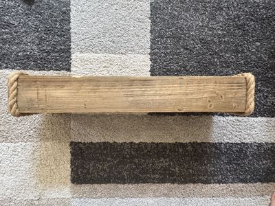 Rope wrapped wood shelf