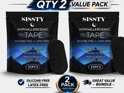 SISSTY Hypoallergenic Tape Silicone-Free Latex-Free QTY 2 (35 PCS Each Pack)