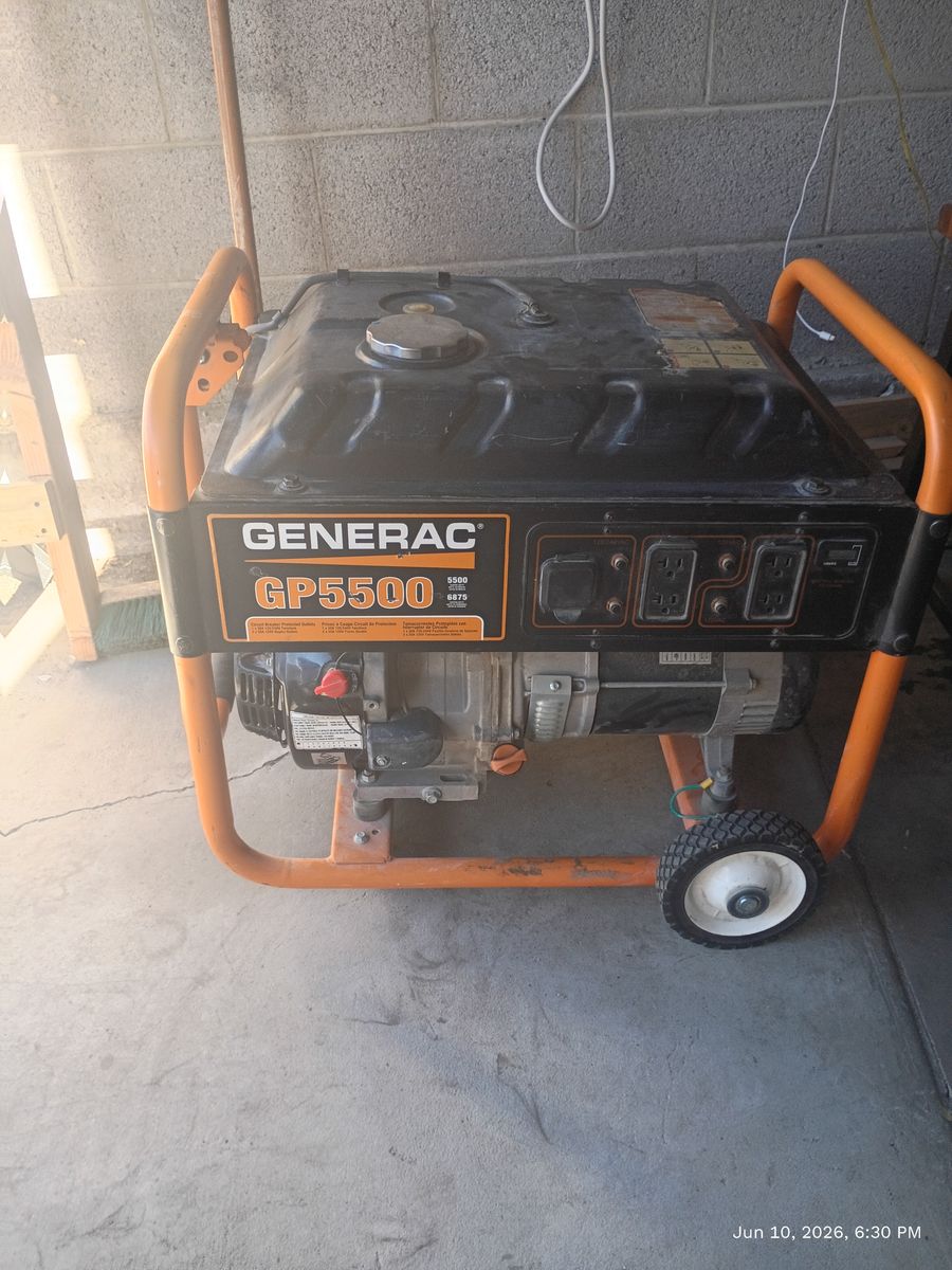 Generac GP5500 Portable Gas-Powered Generator - 5500 Running Watts, 6875 Starting Watts