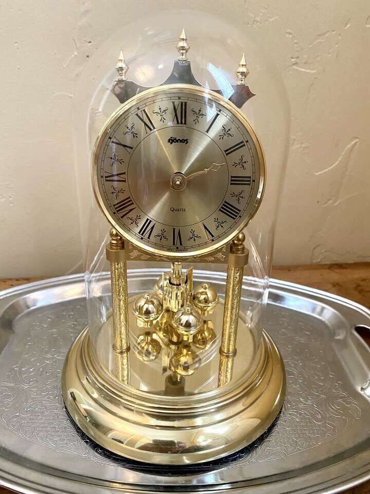 Beautiful 8.5 Inch Anniversary Dome Clock - Works But Needs New Clock Hands - W Germany- See Photos