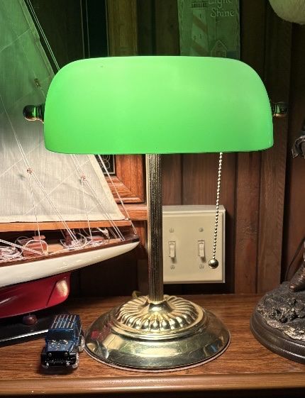 Vintage Brass Bankers Lamp/Pull Chain