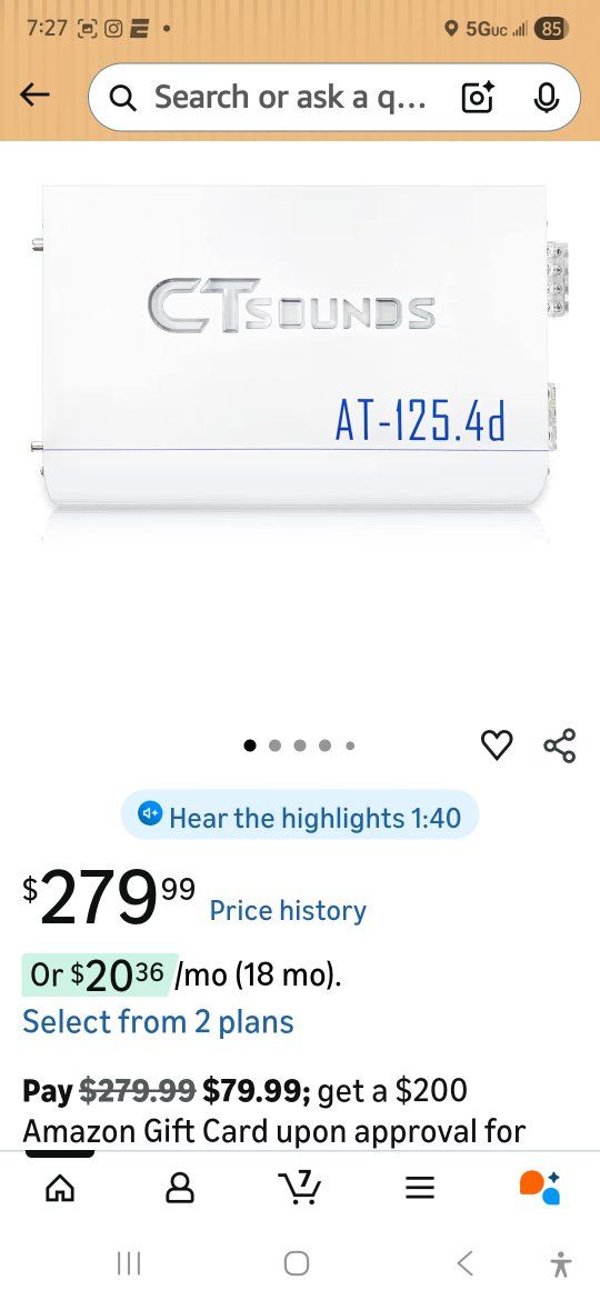 CT SOUNDS AT-125.4D 4 CHANNEL COMPETITION AMP