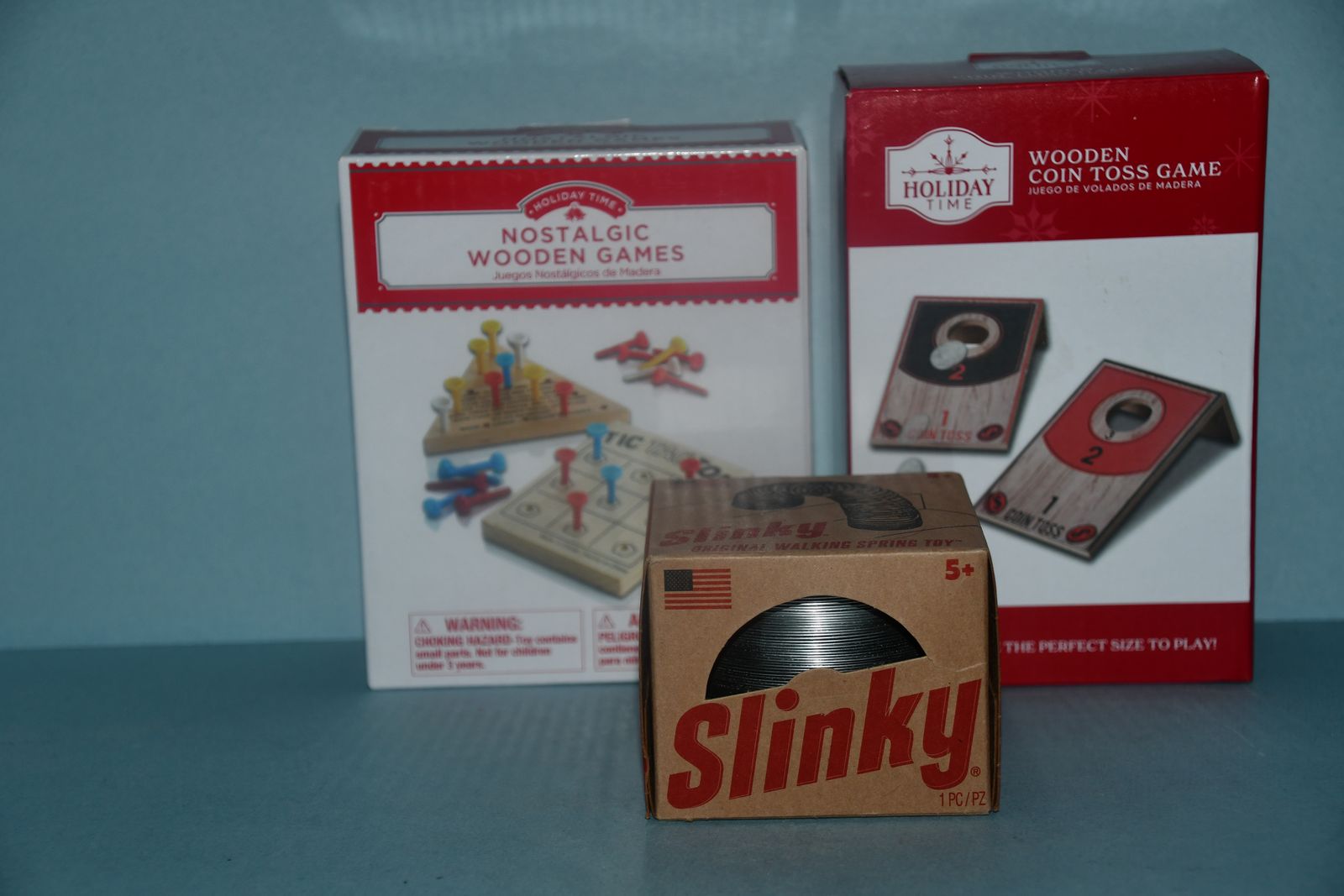 3 NEW GAMES & TOYS ~ SLINKY ~ COIN TOSS ~ TIC TAC TOE ~ TRAVEL ~ CAMPING ~ ALL FOR $5
