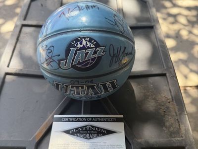 Utah Jazz Autographed Basketball 2007-08 with COA