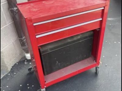 Red 2-Drawer Rolling Tool Cart with Bottom Shelf