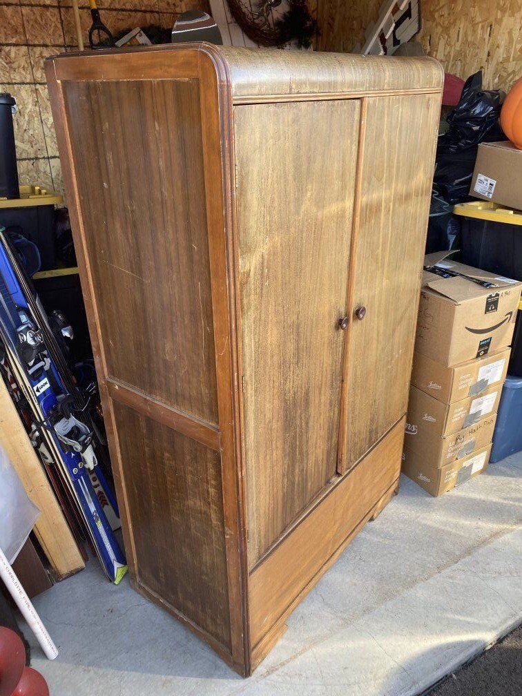 Antique Art Deco Cedar Armoire + Shoe Rack Broyhil