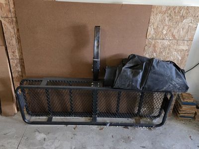 Trailer hitch cargo carrier complete with hitch pin matching cargo bag and cargo net