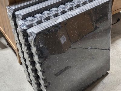 Unbranded Gray Foam Interlocking Floor Mats - Exercise, Garage, Home Gym Padding