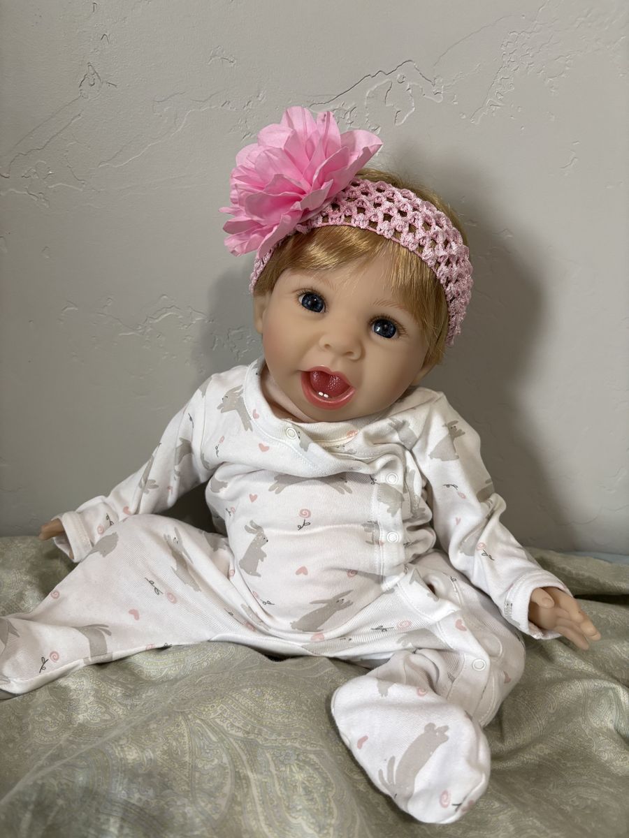 Aori Reborn Baby Doll Strawberry Blonde Happy Face 18.5” Vinyl Realistic Cute