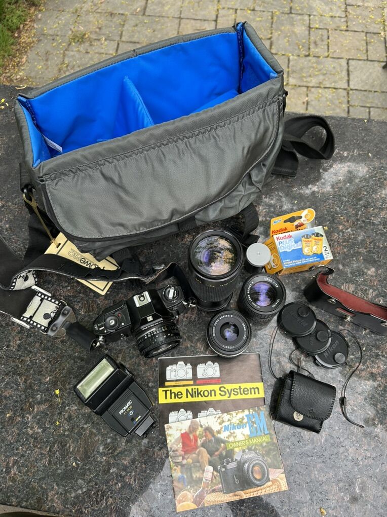 Vintage Nikon EM Film Camera Set