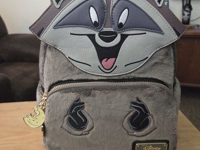 Loungefly Disney Pocahontas Meeko Fluffy Mini Backpack w/ Cookie Zipper Charms - New w/ Tags