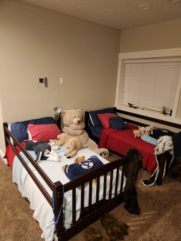 Wood Twin Bunk Beds or Daybeds All Around Protective Rails, Ladder