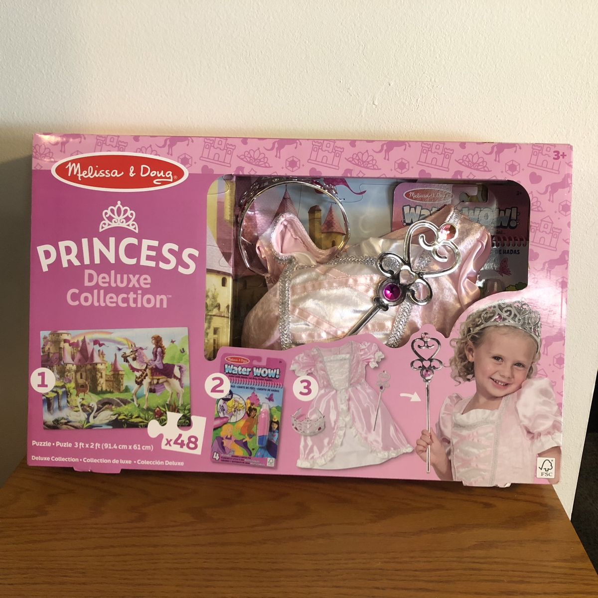 Melissa & Doug Princess Deluxe Collection Set - Costume, Puzzle & Water Wow Activity -Easter Idea