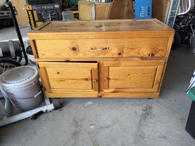 Solid Pine Wooden Storage Cabinet with Drawer and Cabinet Doors