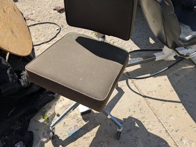 Vintage Mid-Century Modern Office Desk Chair, Adjustable Swivel with Casters, Green Upholstery