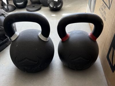 Pair of Used Kettlebells - 88lb & 70lb Weights for Strength Training