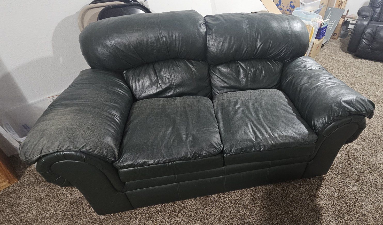 FREE Green Faux Leather Loveseat
