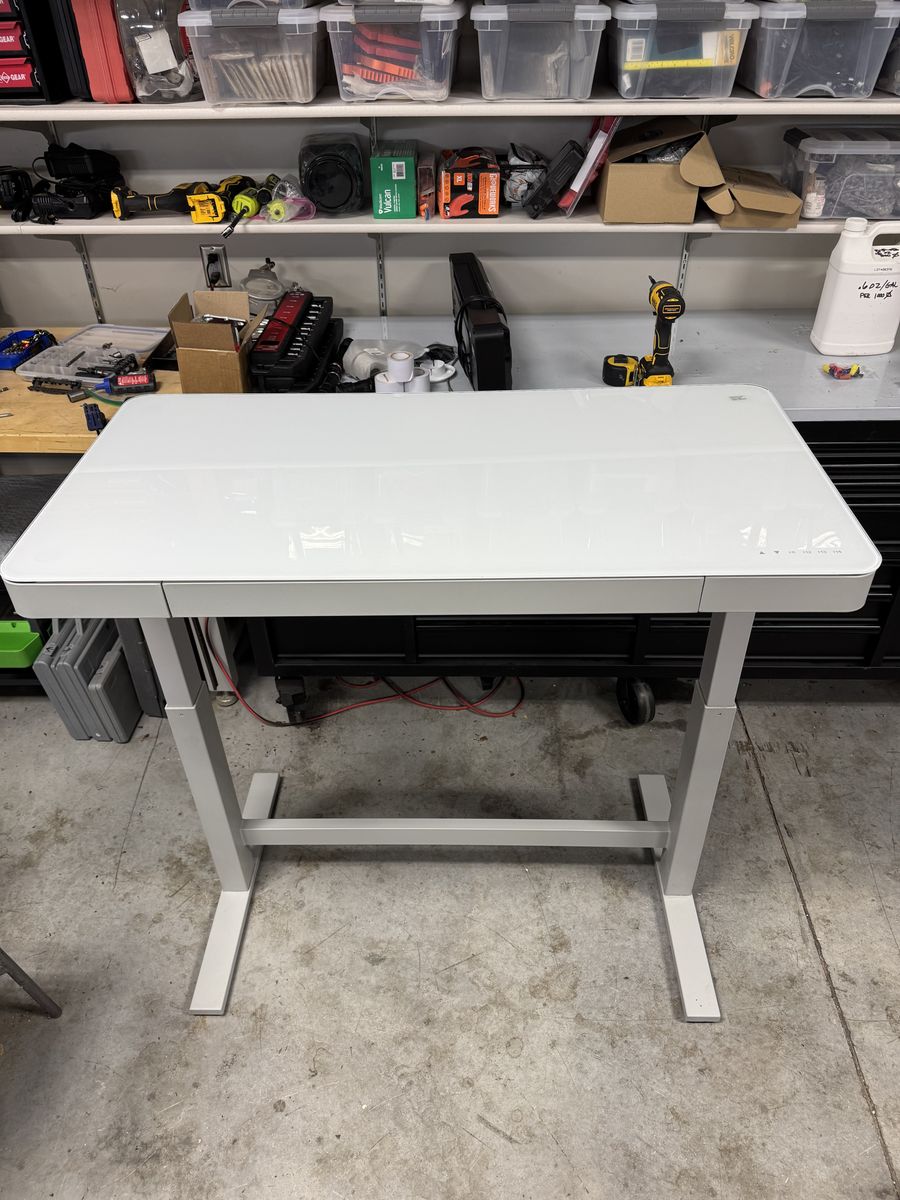 *NEW  Electric Adjustable sit and stand glass top desk