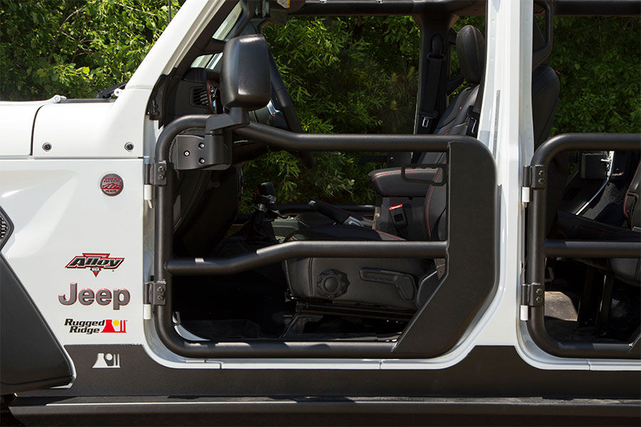 Rugged Ridge FRONT Tube Doors with Mirrors 2018-2025 JL Jeep Wrangler and JT Jeep Gladiator 11509.15
