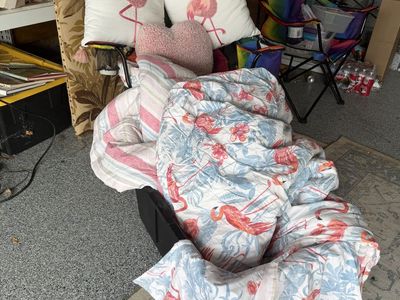 Flamingo Themed Comforter And Fancy Pillows