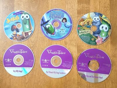 Tested! (6) Veggie Tales DVDs Lot no cases