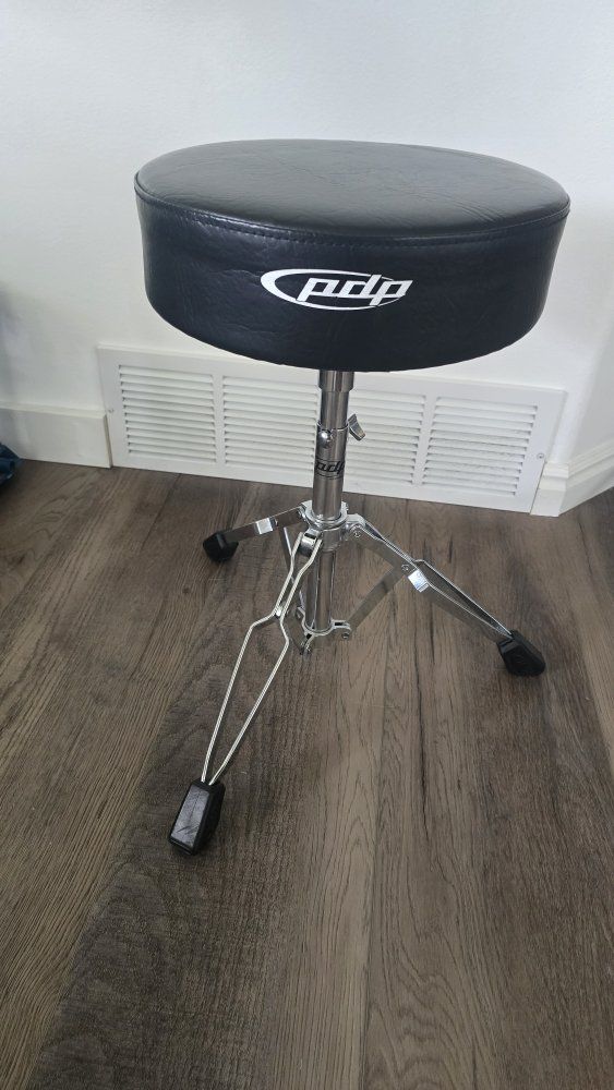 PDP Drum Throne Stool - Adjustable Black Padded Seat Chrome Base