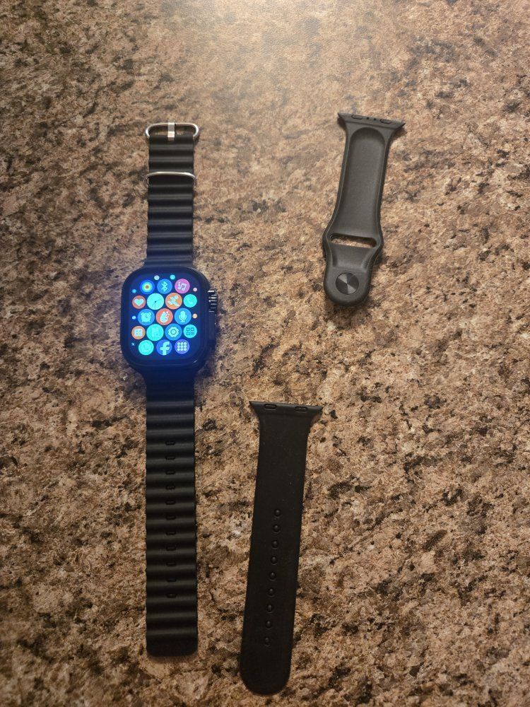 smart Watch i8 Ultra with Two Black Bands works for IOS and Samsung.