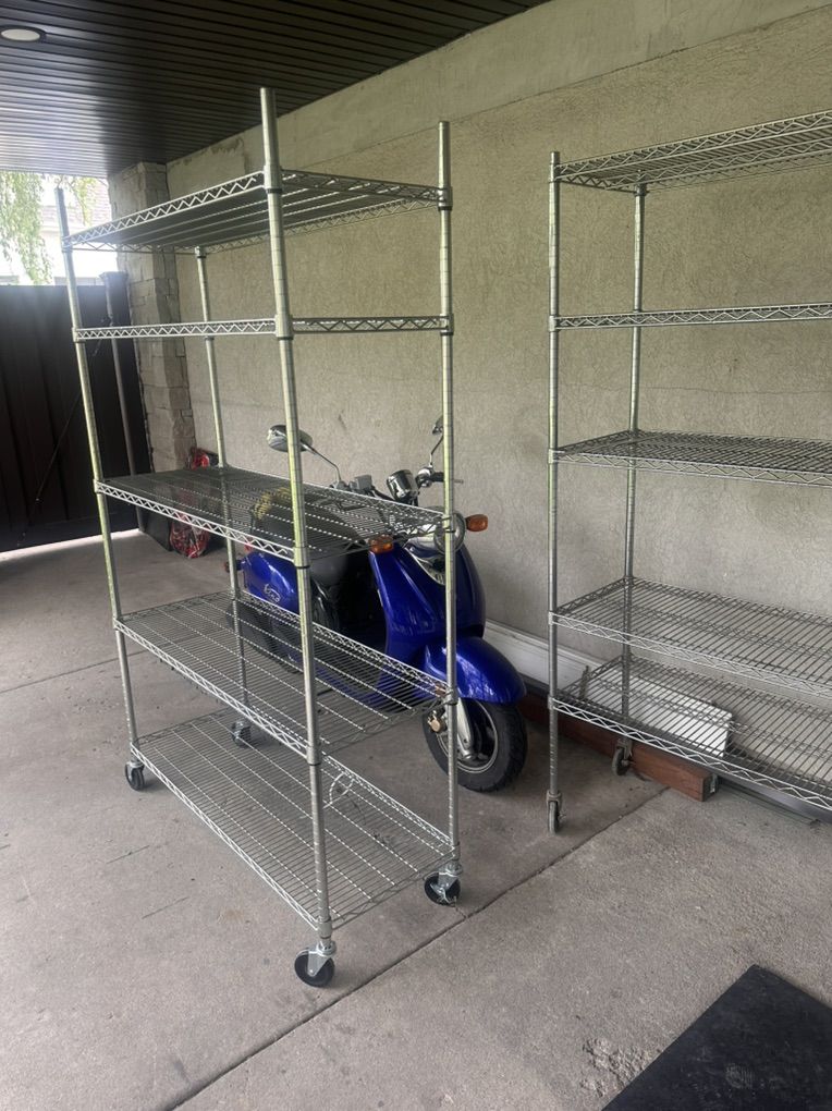 5 Shelf Rolling Metal Rack