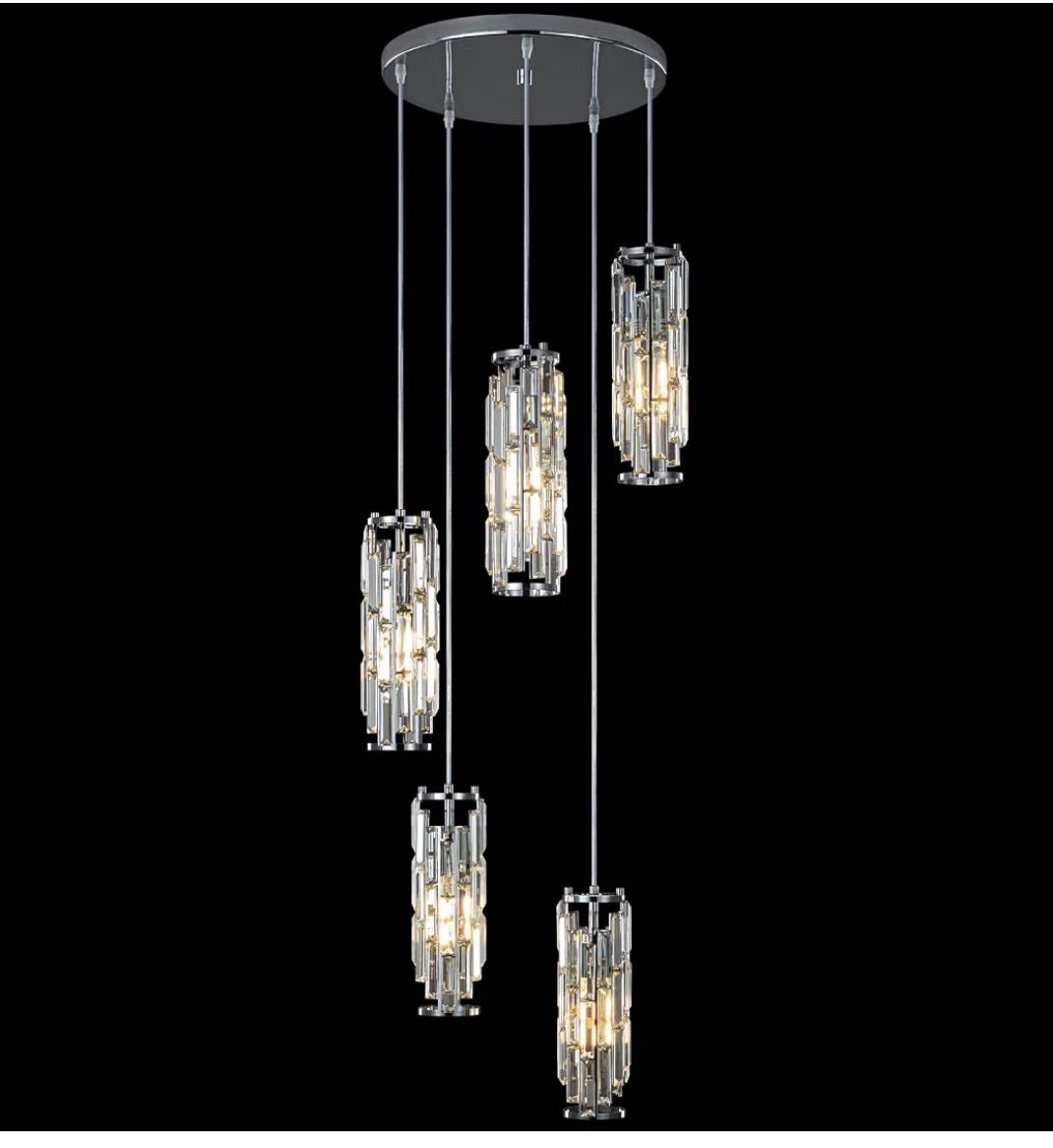 LEMONINE 5-Light Crystal Chandelier Pendant Ceiling Light Fixture