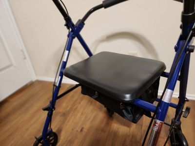 Drive Medical Rollator Walker with Seat, Blue - Lightweight, Foldable Mobility Aid with Brakes
