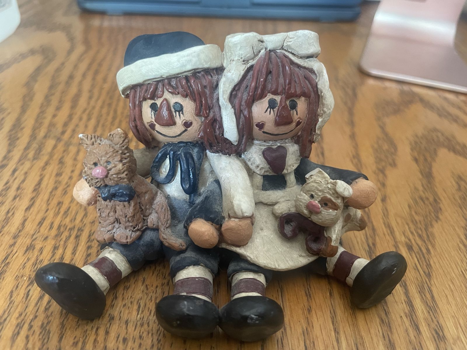 Raggedy Ann and Andy with Pets figurine