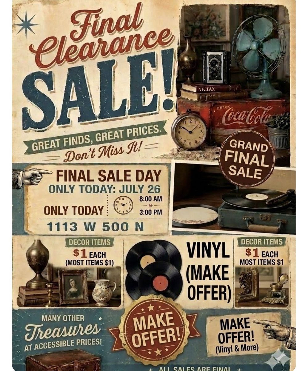 Yard Sal Final claras en SALE 1113 W 500 N Orem
