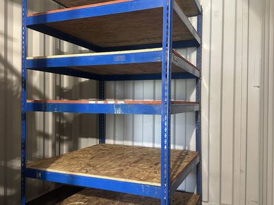 Heavy-Duty 5-Tier Metal Storage Shelving Unit with Wood Shelves - Blue