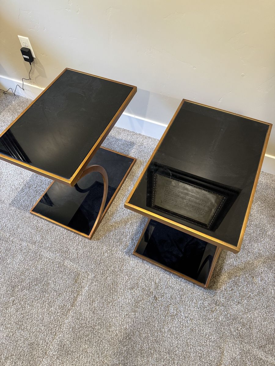 Mid century copper and black side tables