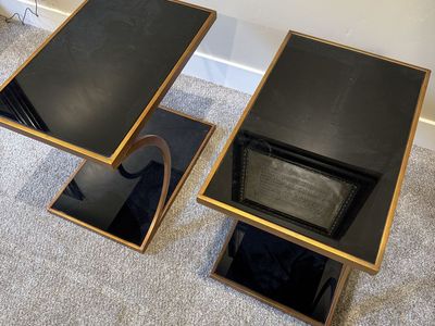 Mid century copper and black side tables
