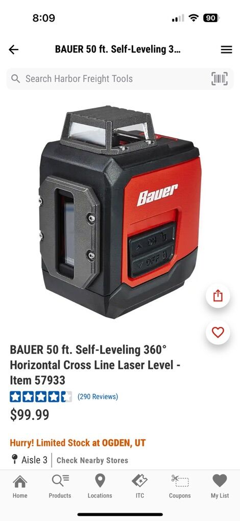 Bauer 50 ft Self-Leveling Laser Level