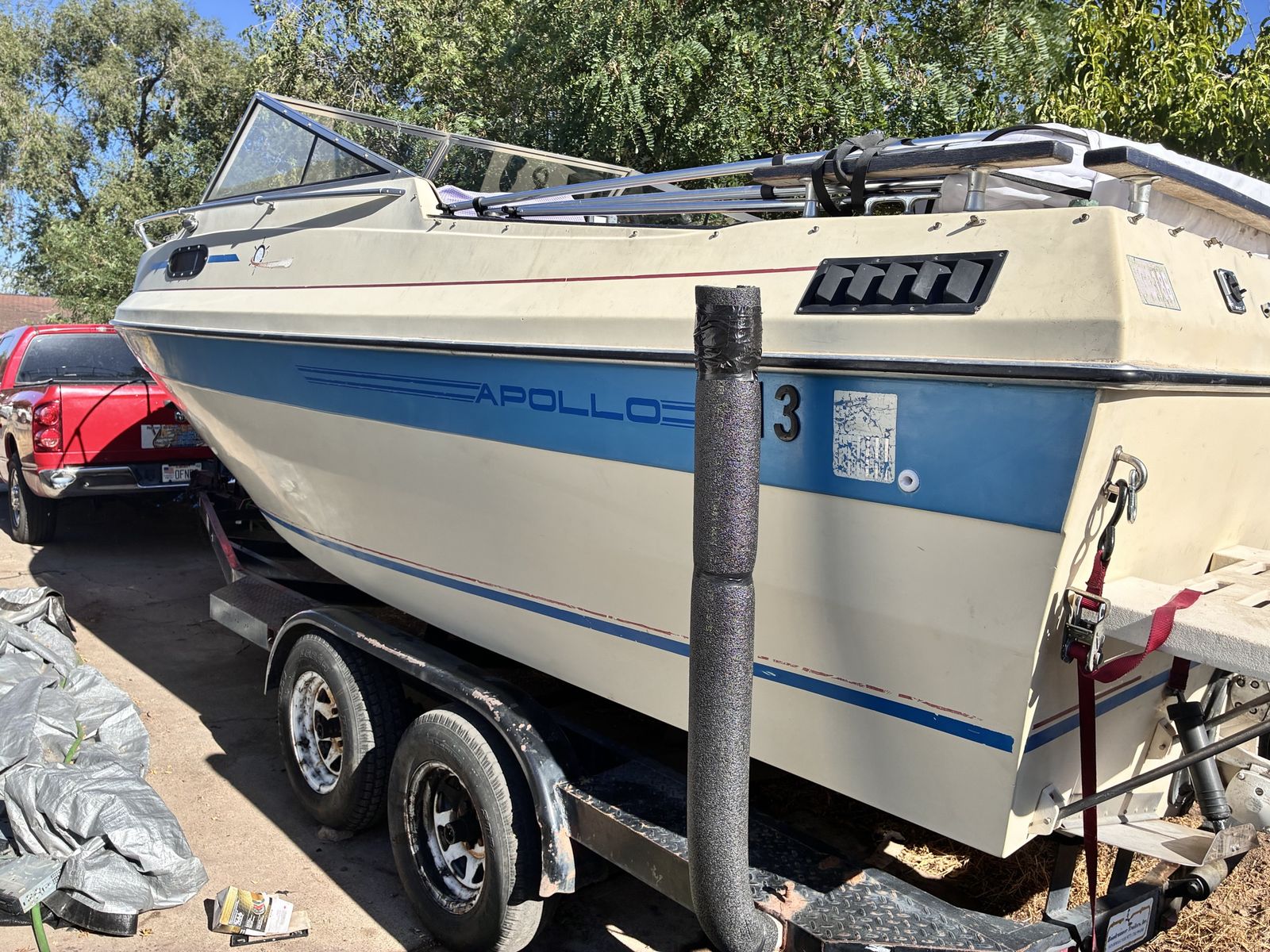 Vintage Apollo Motorboat with Dual-Axle Trailer