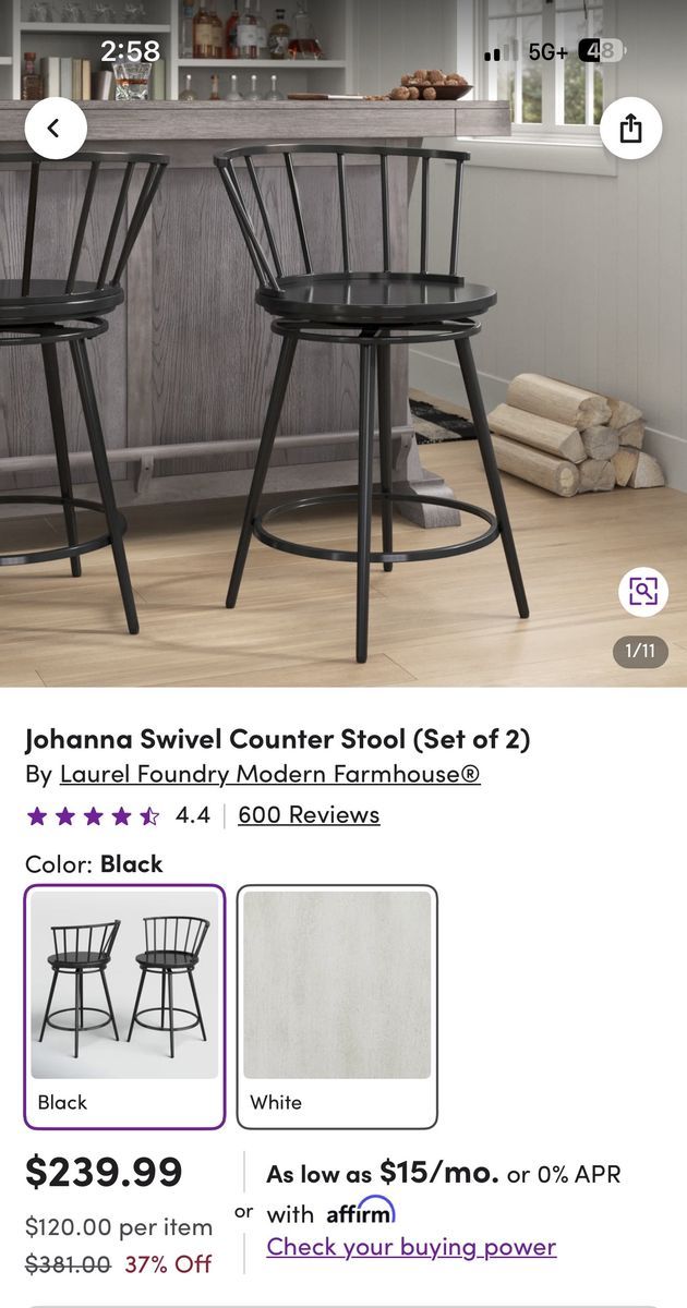 Joanna Swivel Counter Stool (Set of 2)