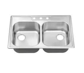 33 In. Drop-In Double Steel Kitchen Sink