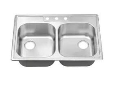 33 In. Drop-In Double Steel Kitchen Sink