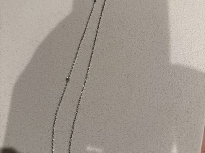 Delicate Silver Chain Necklace with Green Emerald Cut Stone & Clear Crystals - Adjustable Length
