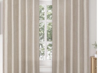 Textured Linen-Look Window Curtains Beige